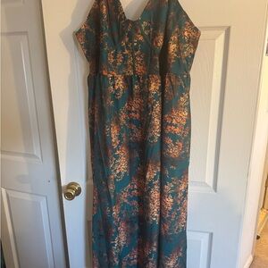 SHEIN Teal and Orange Maxi Dress